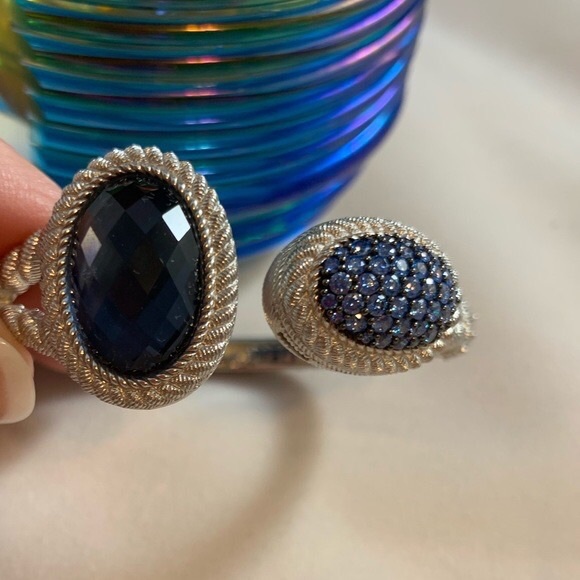 RARE Judith Ripka Hinged Cuff Bracelet Sapphire Sterling - Picture 1 of 6